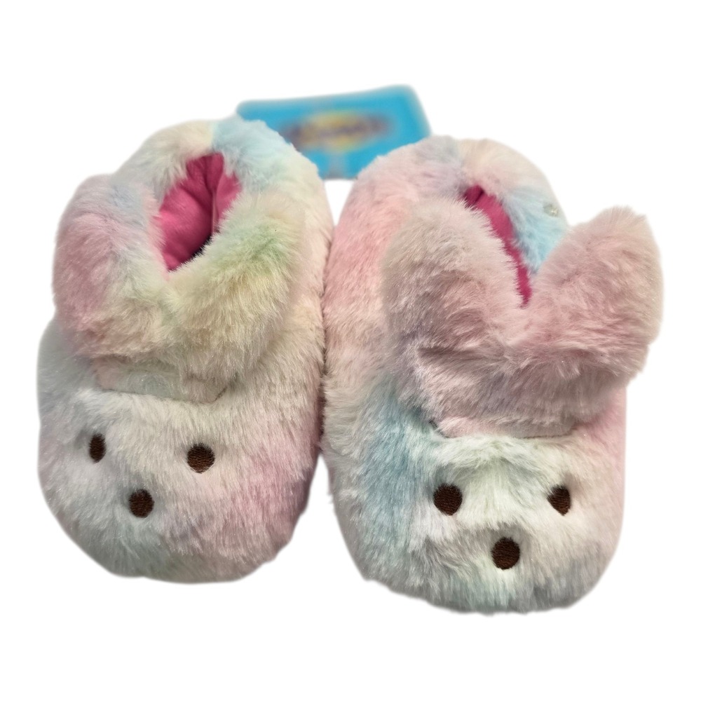 NWT Peeps Plush Bunny Slippers - Size 7T-8T Multicolored